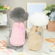 thumbnail image 4 of Dinheiro Paquete de 2 suéteres para perros con anillo de arnés, suéteres de forro polar cálido para cachorros, ropa de invierno para mascotas, ropa con agujero para correa (rosa+marrón) S, 4 of 5