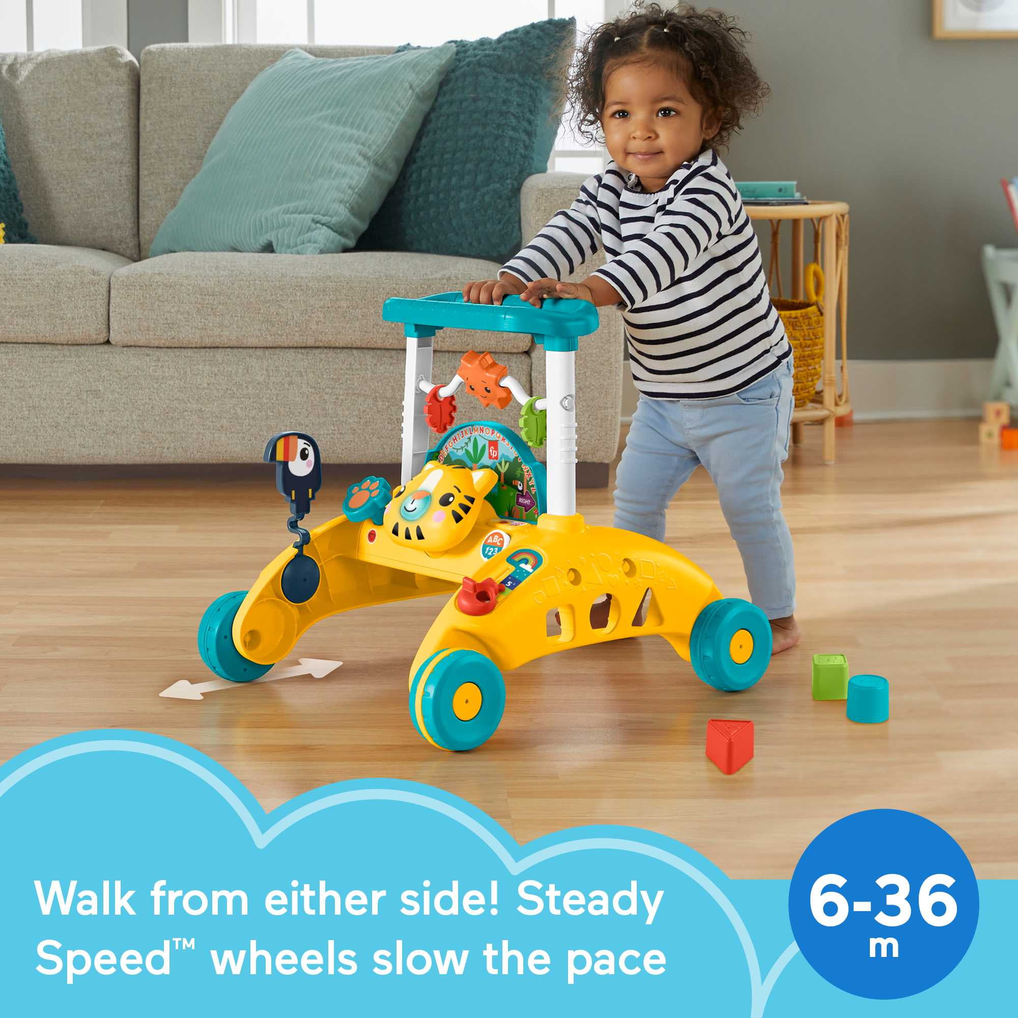 Fisher-Price 2-Sided Steady Speed Tiger Walker, Baby Learning Toy - 1