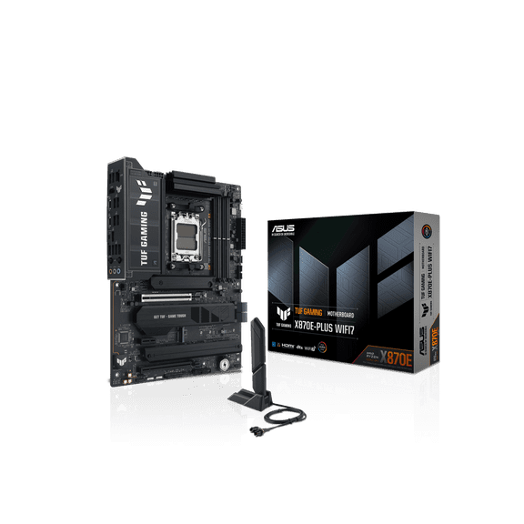 Open Box ASUS TUF GAMING X870E-PLUS WIFI7 AMD X870E ATX Motherboard with 16 2 1 80A Power Stages, DDR5 Support with AEMP, PCIe 5.0 x16 with PCIe Slot Q-Release Slim, Four M.2 Slots, WiFi 7 with ASUS WiFi Q-Ant