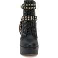 thumbnail image 2 of Jessica Simpson Lannoli Black Leather Studded Chain Lace Up Block High Heel Boot (Black, 11), 2 of 6