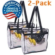 2 Pack Clear Stadium Approved Bags 12x6x12" Transparent Vinyl Tote Handbags with Double Zipper and Handles for Concerts, Sporting Events, Music Festivals, Work, School, Gym
