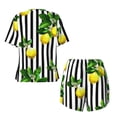 thumbnail image 5 of Picia Lemons on Striped Pajamas Sets for Women Soft Short-Sleeved Pjs with Lounge Shorts Two Piece Sleepwear-Small, 5 of 9