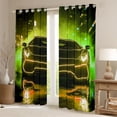 thumbnail image 2 of Castle Fairy Neon Sports Car Black Out Curtains for Boys, Yellow City Glow Curtains Pack of 2 (42x63 Each) for Bedroom, Yellow Black, 2 of 6
