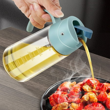 

Oil Spray Bottle Olive Oil Dispenser Bottle Leakproof Glass Container With Non Slip Handle Automatic Cap And Stopper TRUE No Drip Auto Flip Cooking For Kitchen (630ml) Kitchen Essentials