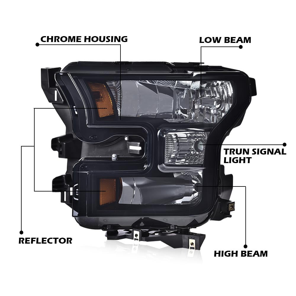 Headlight Headlamp Driver & Passenger Side Clear Lens Chrome Housing Fit for Ford Mustang  2005-2009