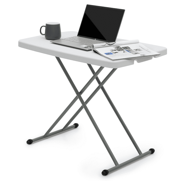 MoNiBloom Foldable TV Tray Table, 30" Height Adjustable Metal Frame