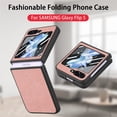 thumbnail image 2 of Feishell for Samsung Galaxy Z Flip5 Case Built-in Screen Protector,Denim Grain PU Leather Full Protection Shockproof Slim Lightweight Folding Phone Case Good Gift for Women Men,Pink, 2 of 9