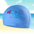 thumbnail image 3 of Paquete de 2-4 gorros de natación para niños, gorro de natación para niña y niño, estampado Animal, tiburón azul 2 piezas, 3 of 8