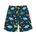 thumbnail image 3 of Binienty Men's Beach Shorts Board Trunks With Colorful Dinosaur Print - Quick Dry for Summer Vacation and Water Activities, 3 of 10