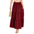 thumbnail image 5 of Women's Tiered Layered Smock High Stretch A-Line Flowy Long Maxi Skirt with Pockets, 5 of 7