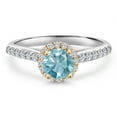 thumbnail image 3 of Gem Stone King 10K Two Tone Gold Blue Zircon and Lab Grown Diamond Engagement Ring for Women | 1.51 Cttw | Round 6MM | Gemstone Birthstone | Size 6, 3 of 6