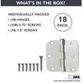 thumbnail image 3 of Ilyapa 18 Pack Brushed Nickel Hinges for Doors, 3.5 x 3.5 Inch Interior Satin Nickel Hinges Hardware, for Front Door, 5/8 Inch Radius Corners, 3 of 8