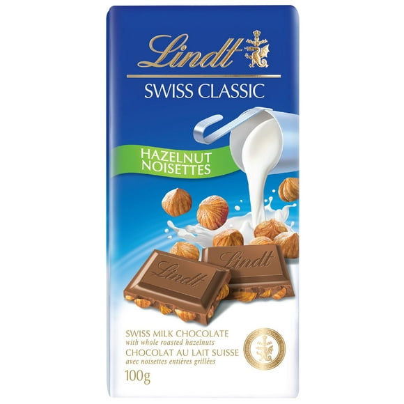Lindt SWISS CLASSIC Hazelnut Milk Chocolate Bar, 100 Grams, 100 g