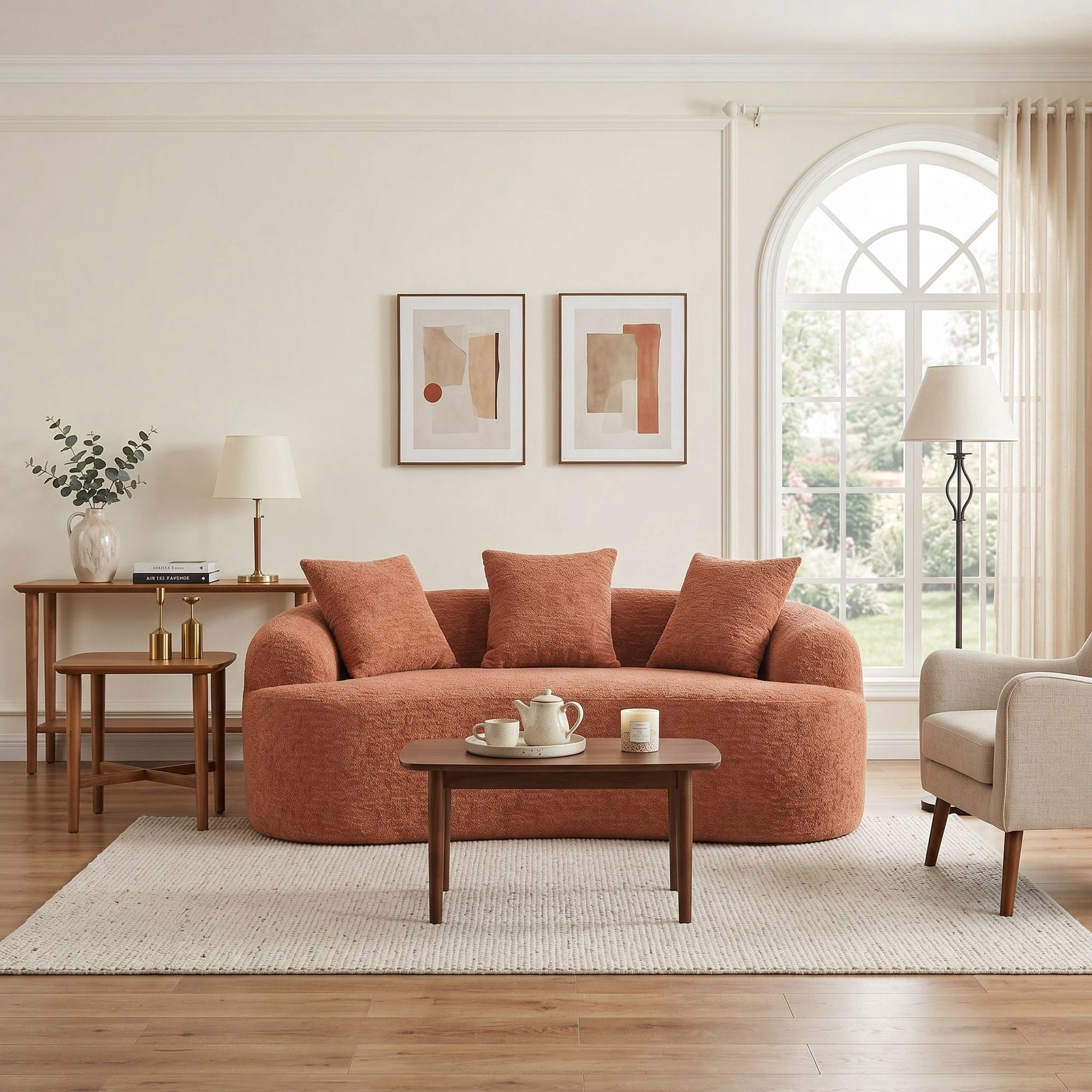 Sailvan Curved Loveseat No-Assembly Chenille Sofa for Small Spaces