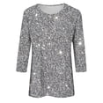 thumbnail image 4 of Jindong T-Shirt Décontracté à Paillettes Manches Trois-Quarts pour Femmes, 4 of 5