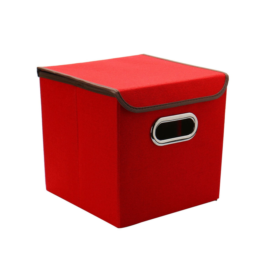 Collapsible Storage Cube Bin Toy Box Organizer with Metal Handles & Lid Red - Walmart.com