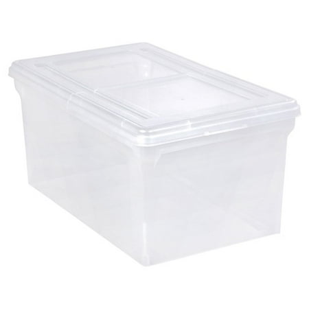 - IRIS Letter Size Split-Lid File Storage Box, Clear