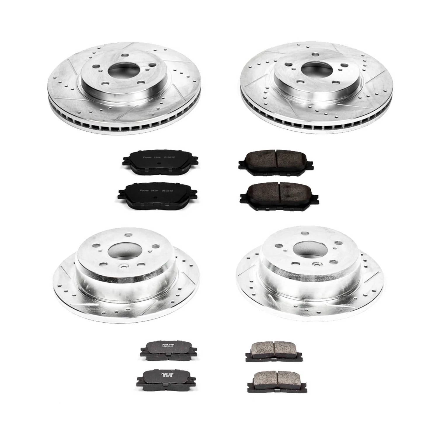 PowerStop Front and Rear Z23 Evolution Sport Carbon-Fiber Ceramic Brake Pad and Drilled & Slotted Rotor Kit Fits: TOYOTA Select Models K2416