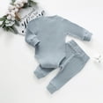 thumbnail image 3 of Winter Newborn Baby Boy Girl Clothes Set Ribbed Outfits Unisex Infant Solid Cotton Button Long Sleeve Tops Pants 2PCS, 3 of 7