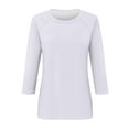 thumbnail image 4 of Shirt for Women's Fashion Casual Raglan Sleeve Round Neck 3/4 Sleeve Loose Solid Color T-Shirt Ladies Top, 4 of 5
