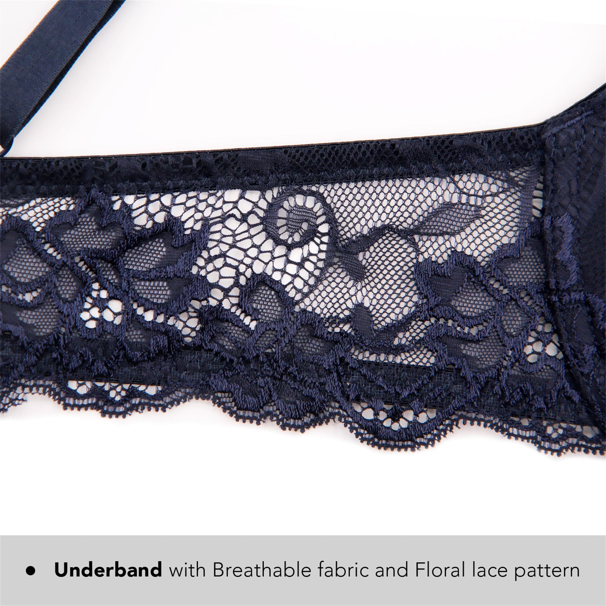 Wingslove Women's Push Up Sexy Lace Padded Plunge Underwire Lift Up Bras Add 1 Cup Boost Brassiere,Blue 36A