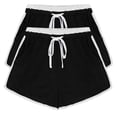 thumbnail image 2 of YOIAVAIOY Womens Summer Beach Shorts 2 Pack 5 Inch Fashion Drawstring Elastic Waist Athletic Shorts Loose Fit Gym Lounge Shorts Black XL, 2 of 6