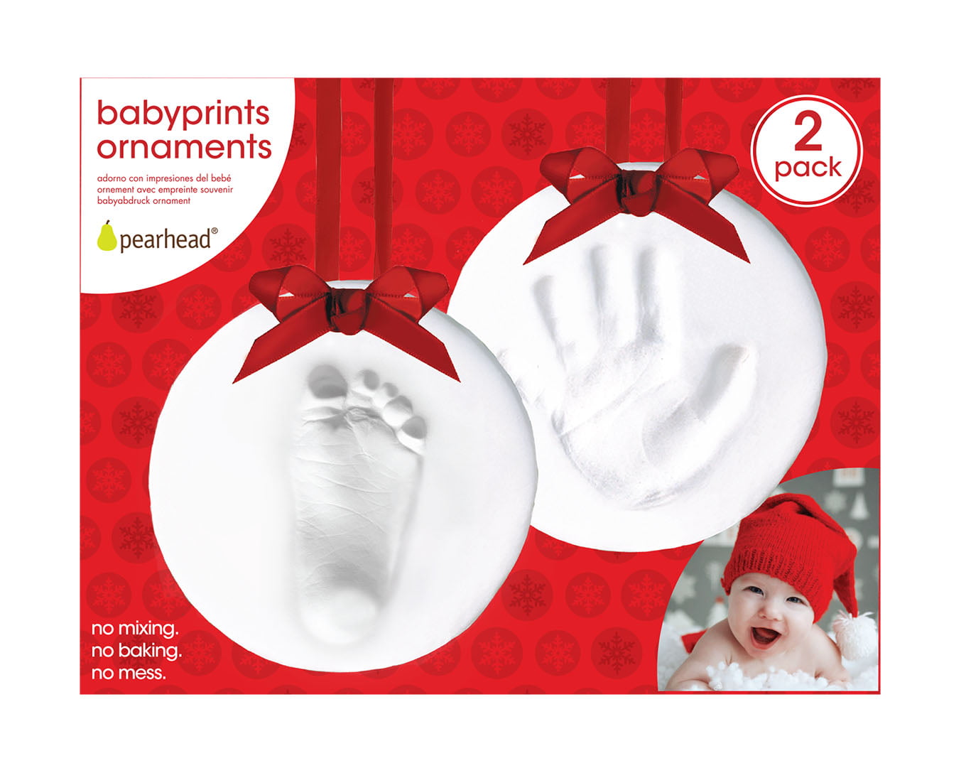 Baby Handprint Footprint Keepsake Ornament Kit (Makes 2) - Bonus Stencil  for Personalized Christmas, Newborn, New Mom & Shower Gifts. 2 Easels!