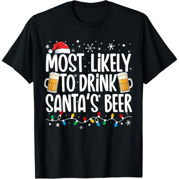 Playful Comfort Tee - Most Likely To Drink Santa's Beer Funny Drinking Christmas T-Shirt