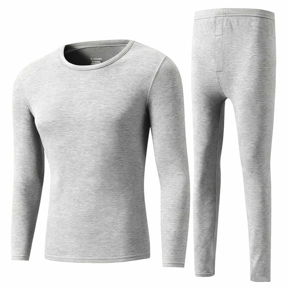 AOOCHASLIY Men's Thermal Base Layer Set Merino Wool High Elastic Warm Round Neck Long Sleeve Compression Underwear