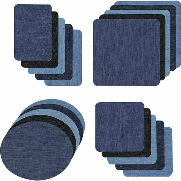 20Pcs Iron-On Patches Jean Patches Denim Fabric Patches No-Sew Mending Cloth Knee Pant Patches 4 Sizes For Kids Women Men & Clothing