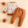 thumbnail image 3 of Ruyang Toddler Halloween Outfit Boy Girl Pumpkin Patch Pocket Crew Neck Sweatshirt Joggers Set Halloween Fall Baby Clothes, 3 of 4