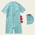 thumbnail image 3 of Gerichy Boys Swim Set, 2T 3T 4T 5T Swimsuit Boys Children Swimwear Boys Cartoon Breathable Boys Shortsleeved Sunscreen Swimsuit Swimming Cap, 3 of 5