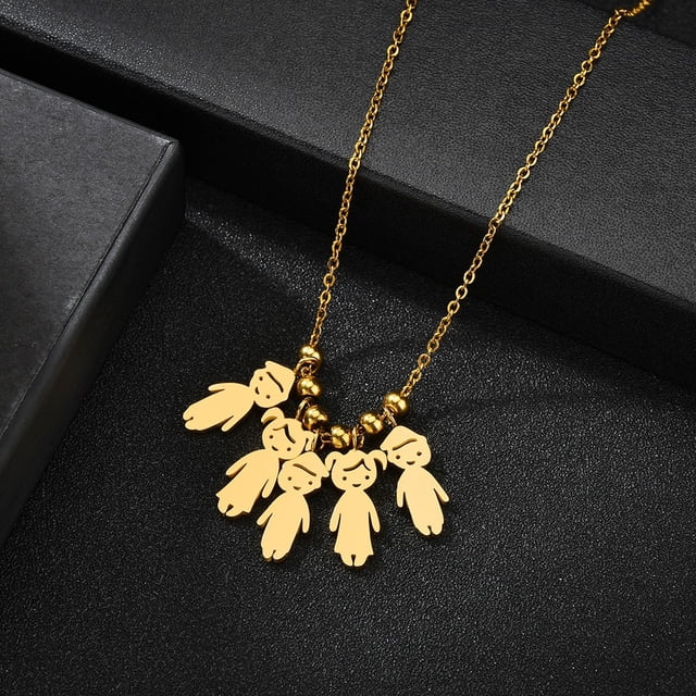 Colgante de acero inoxidable para niños y niñas, collar personalizado para mujeres y niños, collares con cuentas de fecha y nombre grabado, regalo de joyería familiar Dengxun unisex