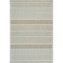 6' X 9' Beige and Brown Geometric Distressed Indoor Outdoor Area Rug