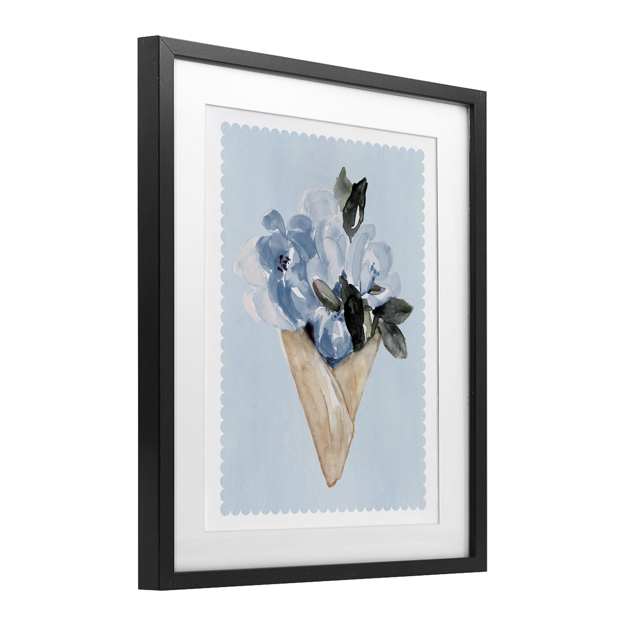 Stupell Industries Blue Flower Gift Bouquet Black Framed Print Under Glass, design by Elizabeth Medley