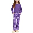 thumbnail image 2 of Miluxas Girls Sweatsuit Kids Fashion Long Sleeve Sweatshirt and Wide Leg Pants Tracksuit Sets 2 Piece Outfits Purple 13-14 Years, 2 of 7