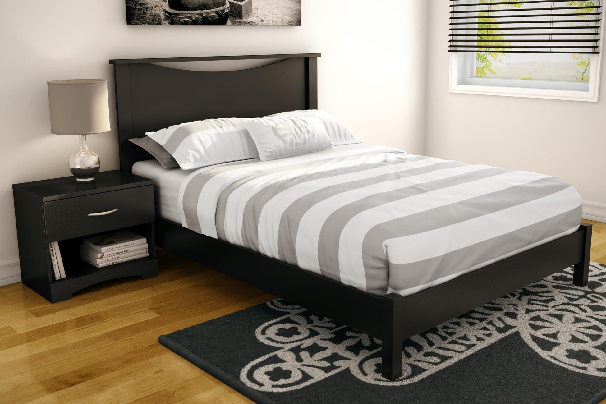 Step One Full Platform Bed Headboard In Pure Black Platform Bed Headboard In Pure Black