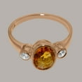 thumbnail image 5 of LBG British Made 9k Rose Gold Natural Citrine & Cubic Zirconia Womens Anniversary Ring - 33 size options - Size 8.75, 5 of 6