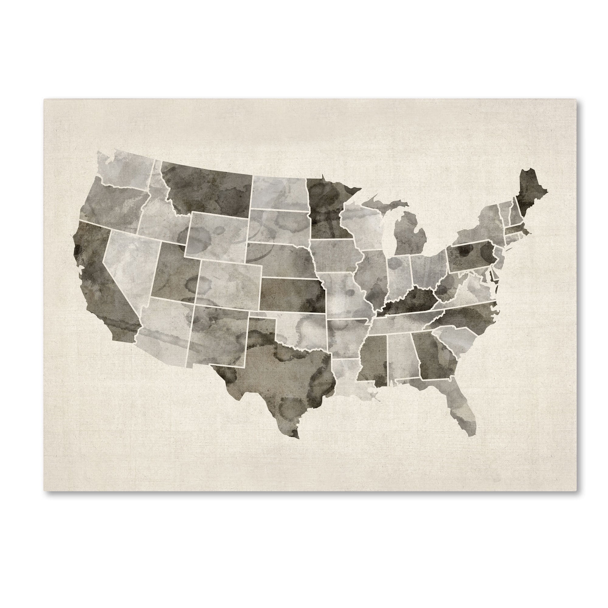 Trademark Fine Art "United States Watercolor Map" Canvas Art by Michael Tompsett
