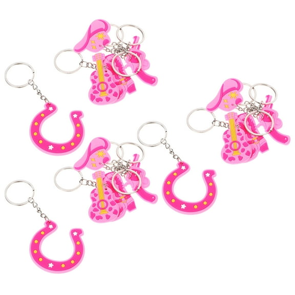 BESTOYARD Party Bag Keyrings Cowgirl Themed Pink PVC 15Pcs