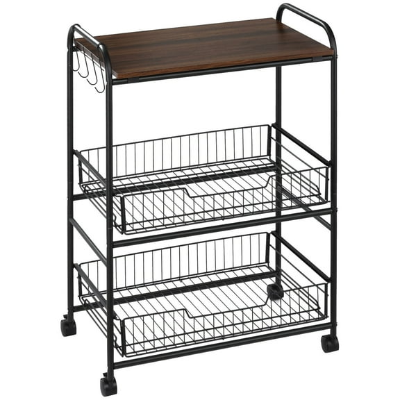 3 Tier Rolling Kitchen Cart with Storage
