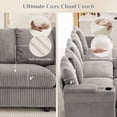 thumbnail image 5 of Wiilayok 110" Oversized U-Shaped Cloud Couch Sectional with Modular Design for Living Room: Comfy Corduroy, Ottoman, USB Port, Cup Holder, Armrest Storage, Side Pocket, Gray, 5 of 9