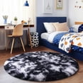 thumbnail image 3 of SARAG 4x4ft Round Rug for Bedroom,Furry Carpet for Children Kids Room,Cute Soft Shaggy Area Rug for Girls,Tie-dye Black and White, 3 of 8