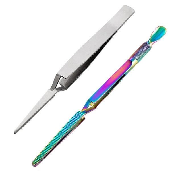 2 piezas de herramienta para pellizcar uñas, empujador de cutículas, pinzas para dar forma a las uñas, pinza para manicura 1129