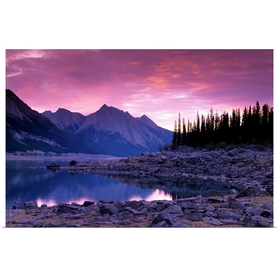 Great BIG Canvas | Rolled Darwin Wiggett Poster Print entitled Medicine Lake, Jasper National Park, Alberta, Canada