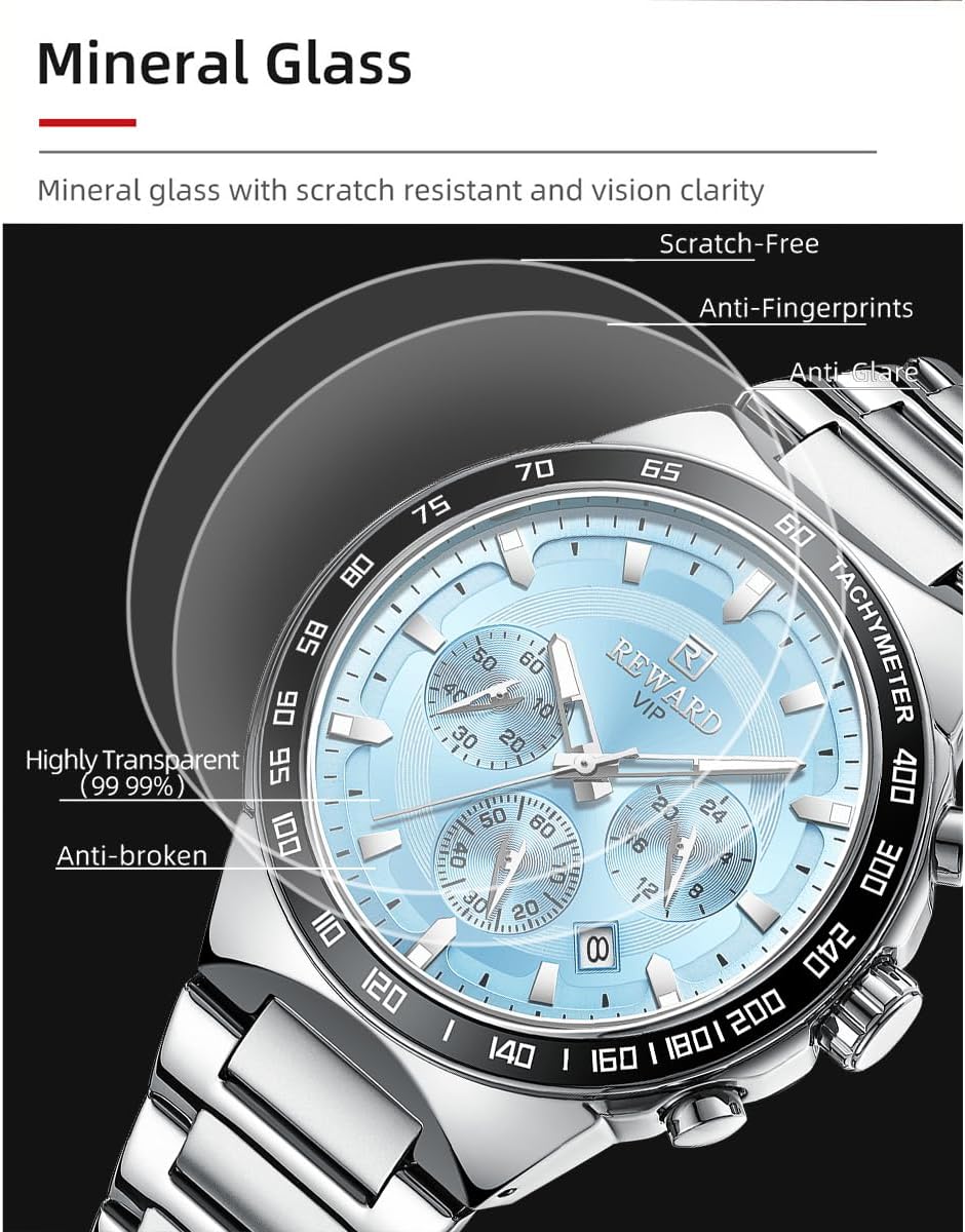 2025 New Design REWARD VIP Business Watches for Men Stainless Quartz Wristwatches Chronograph Luminous Sport Wrist Watch