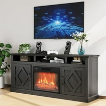 Litake 67" Fireplace TV Stand with 23" Electric Fireplace & Remote Control, Entertainment Center, Modern Wood Texture Entertainment Stand with Storage Cabinet for TVs Up to 80"