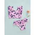 thumbnail image 4 of Genuiskids Toddler Baby Girl Swimsuit 2 Piece Bathing Suit Flutter Sleeve Top Ruffle Shorts Swimwear Bikini Set Beachwear, 4 of 9