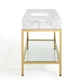 thumbnail image 3 of Sink Vanity Cabinet, Artificial Marble, Metal Steel, Gold White, Modern Contemporary Urban Design, Hotel Bedroom Bathroom Master Suite Guest, 3 of 10