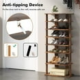 thumbnail image 2 of Pemberly Row 7 Tier Double Rows Shoe Rack Vertical Wooden Organizer Brown, 2 of 8